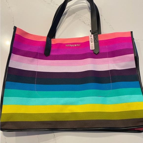Victoria's Secret Handbags - NWT Victoria's Secret Multicolor Striped Tote